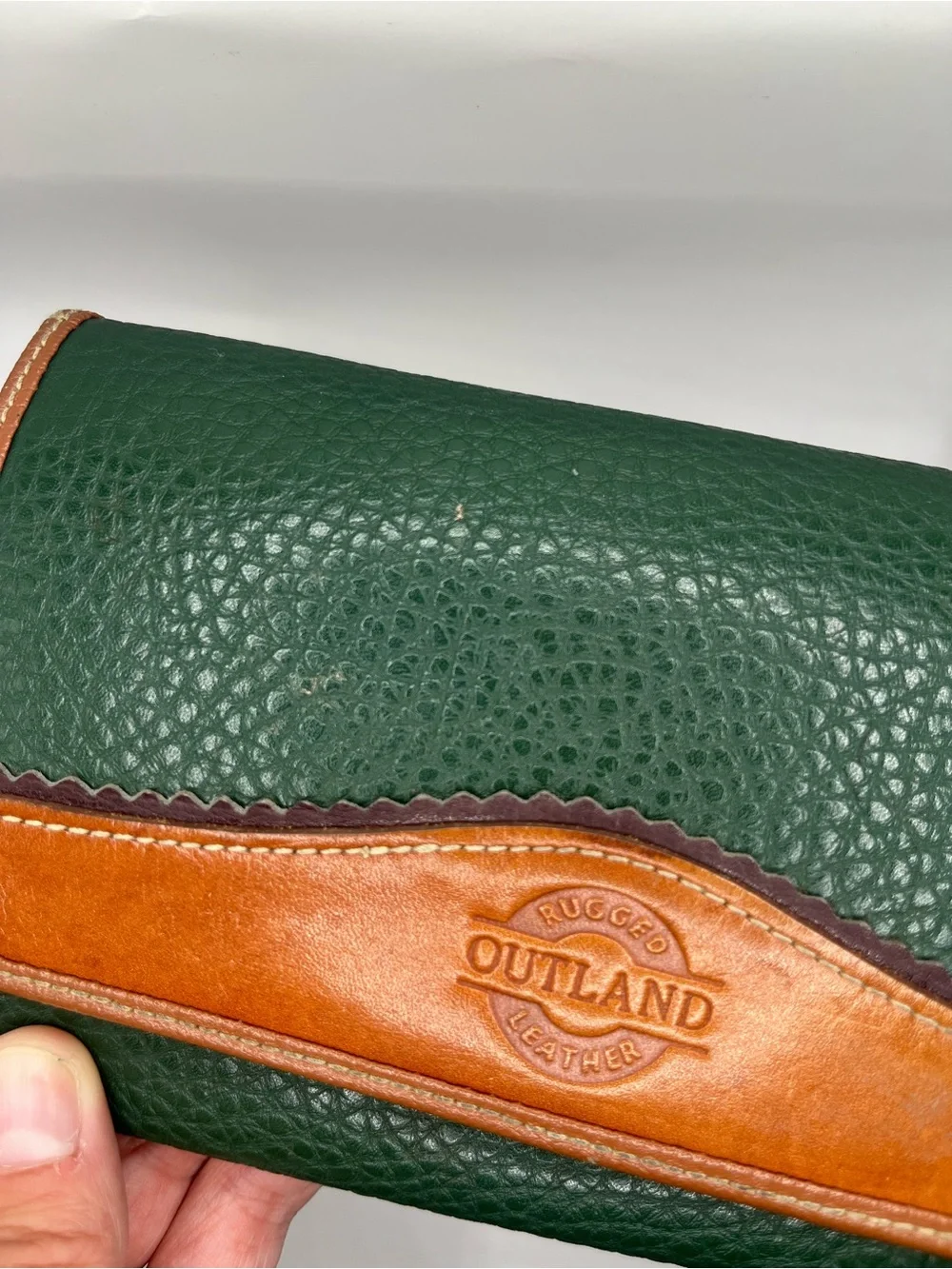 Vintage Outland Green and Brown Leather Wallet